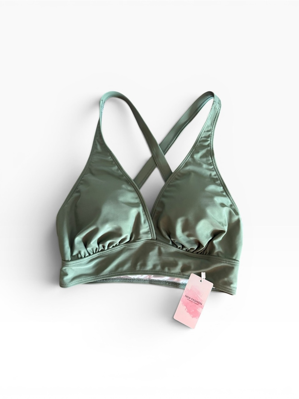 Women’s Sage Green Satin Bralette with Crossback